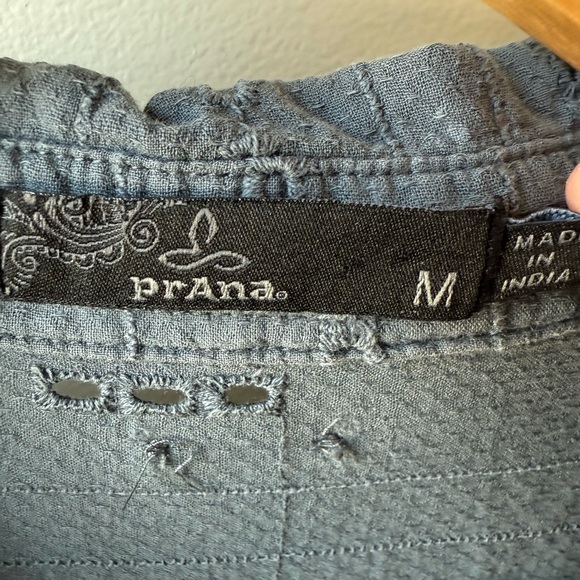 PRANA Ladyland Mini Dress Eyelet Pockets Chalkboard Comfy Organic Cotton M - Picture 6 of 6